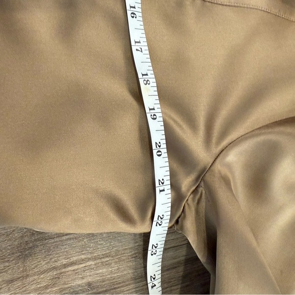 Chicos 100% Silk Pea Coat Jacket Women’s Large (2) Gold Tan Classic Elegant Luxe - Picture 6 of 10